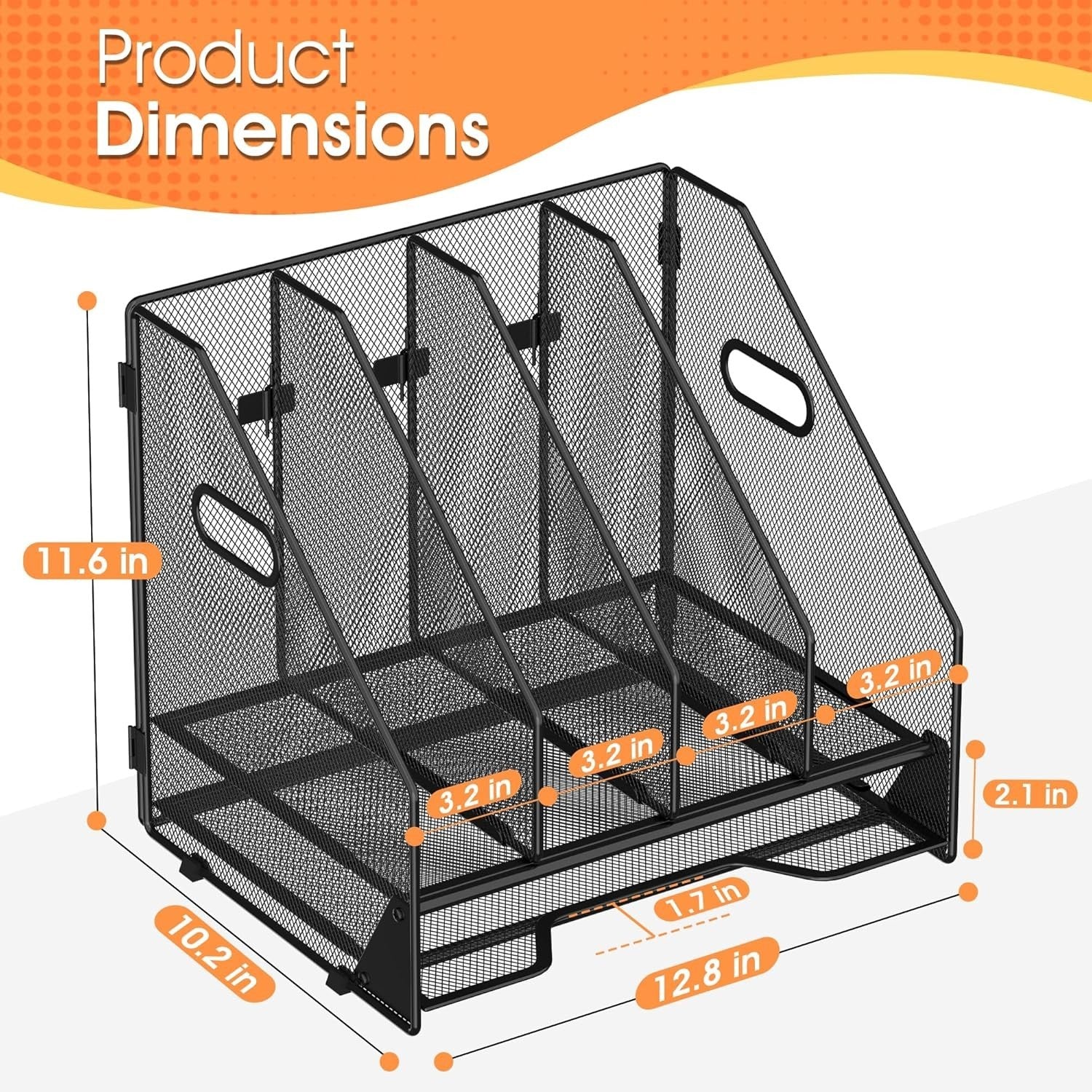 4-Tier Mesh Desk File Organizer | Vertical Folder & Paper Rack, Black