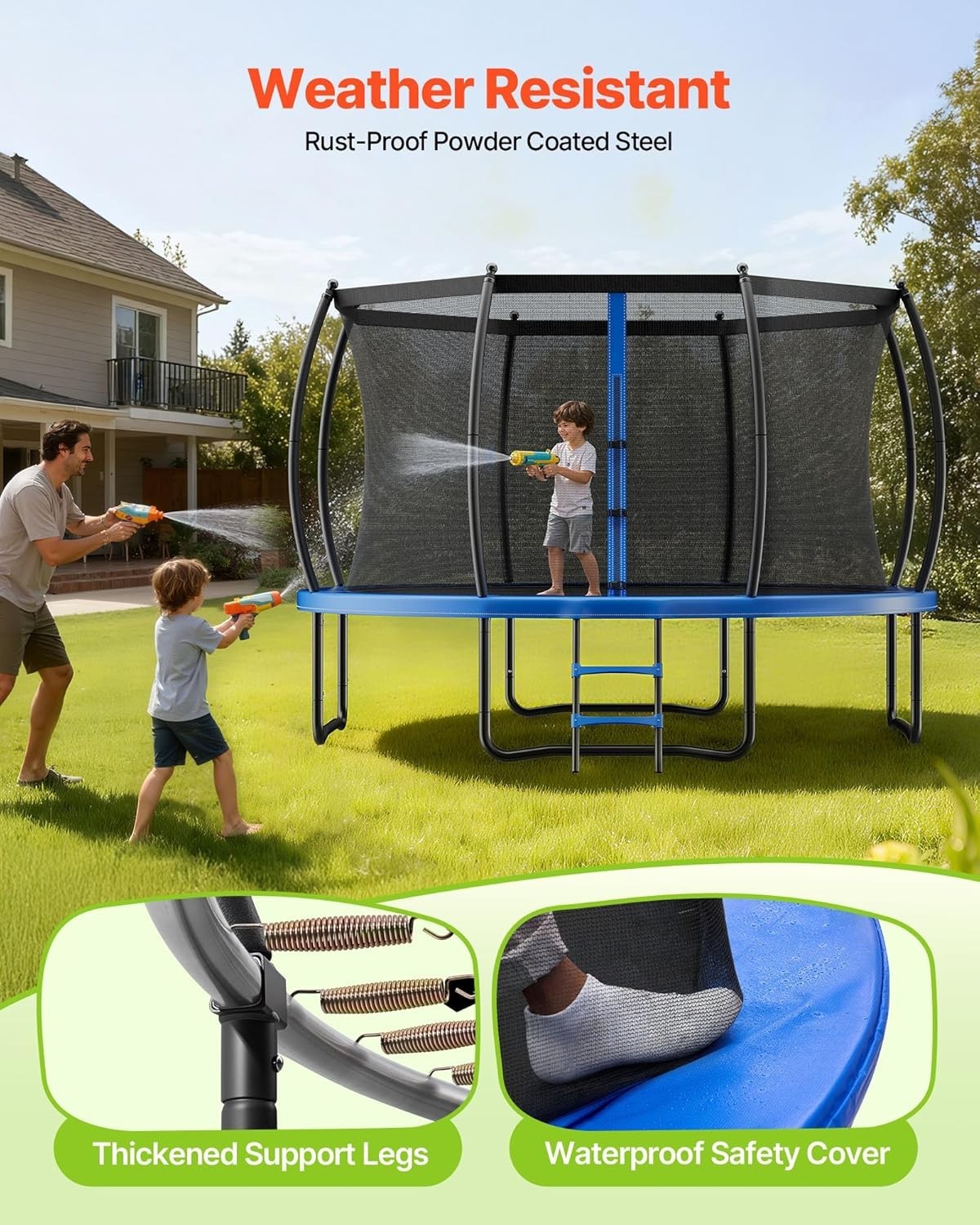 14FT Outdoor Trampoline with Safety Enclosure Heavy Duty 450LB