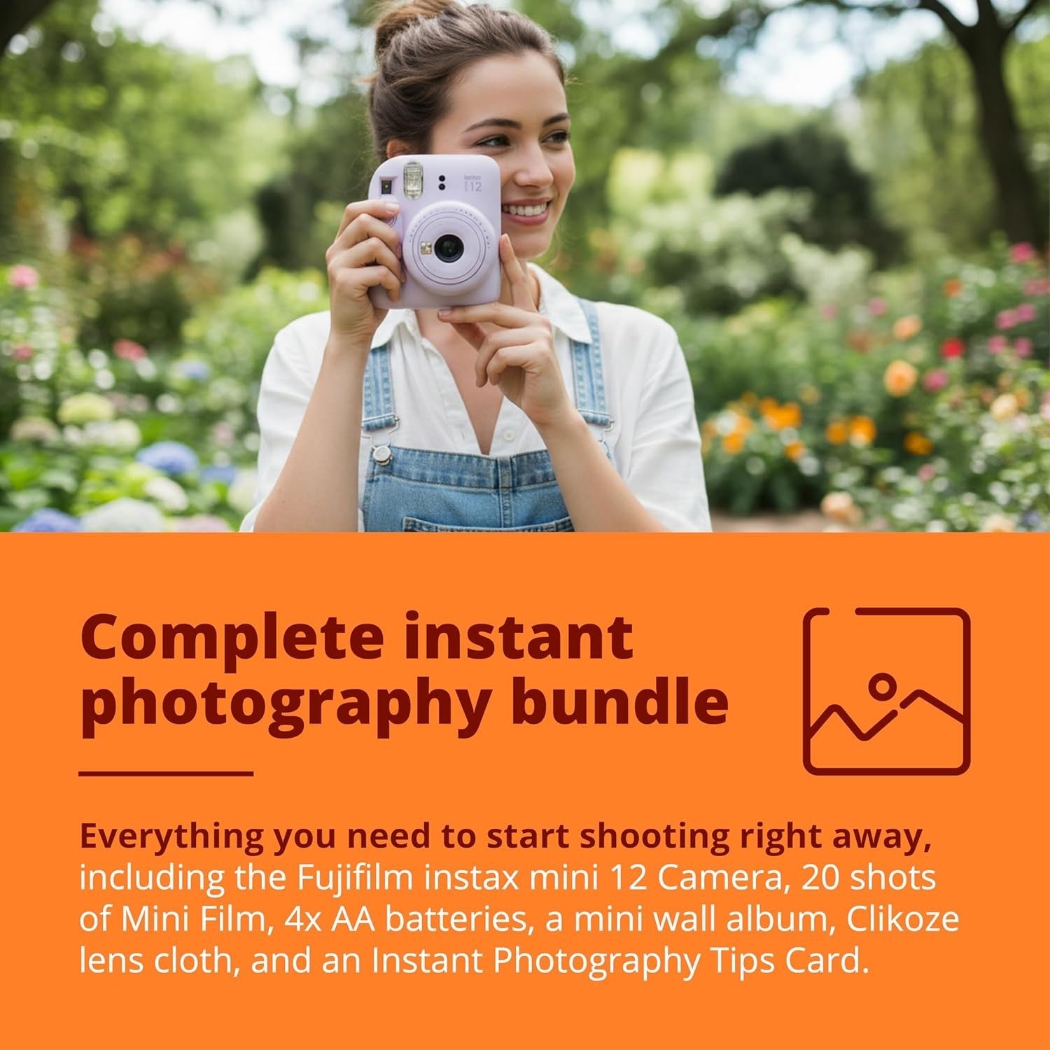 Instant Camera Bundle Purple 20 Film Shots Wall Album Selfie Lens