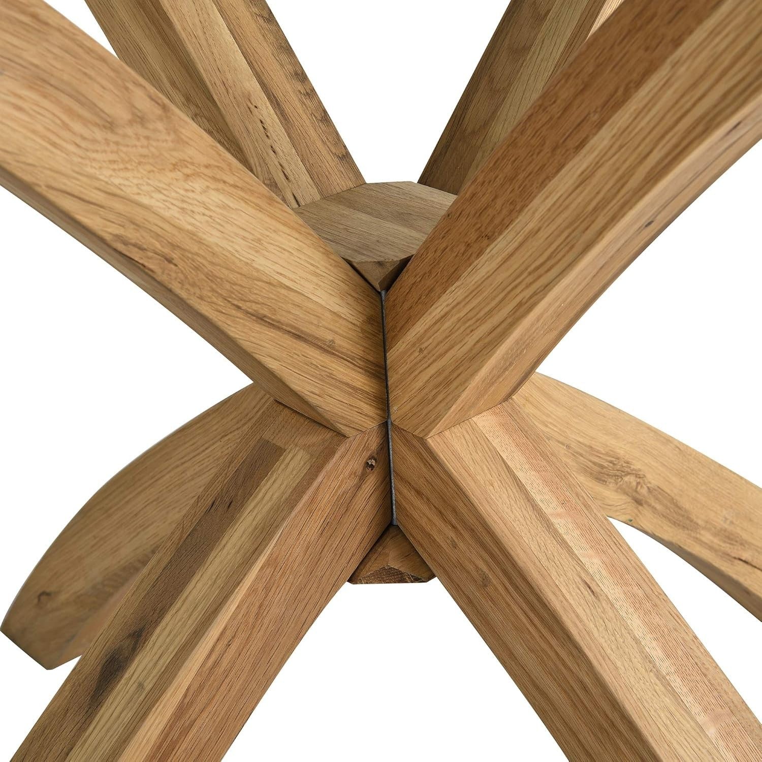 120cm Round Glass Dining Table with Solid Oak Legs Modern Kitchen Table