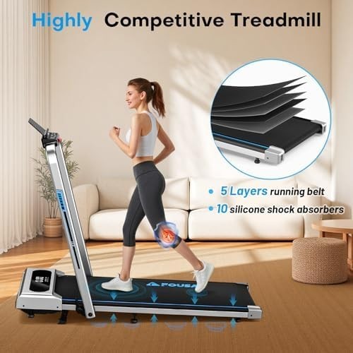 5-in-1 Foldable Treadmill 12km/h, 9% Incline, App Compatible, 350LB Capacity