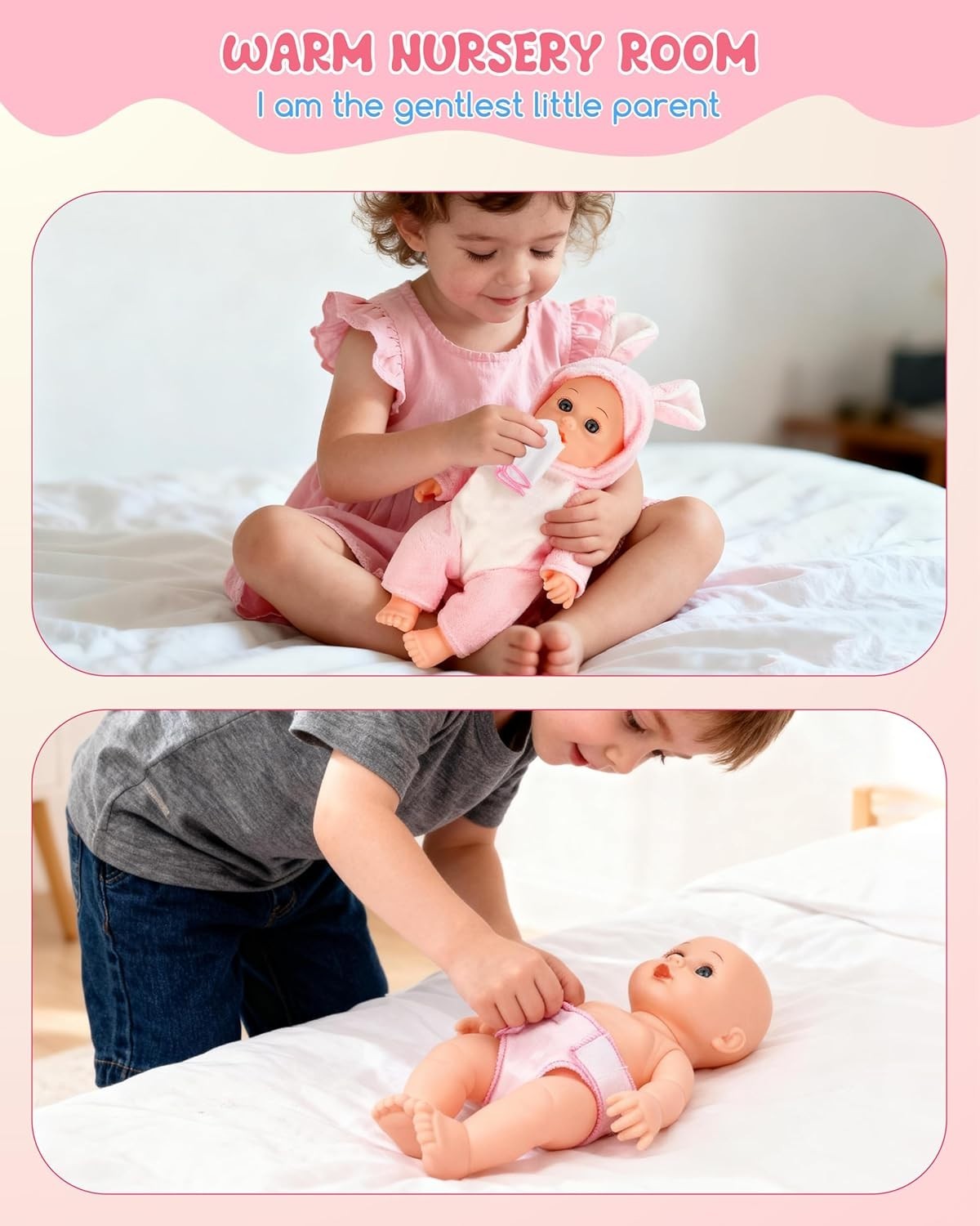 Baby Doll Pram Set Stroller 10pc Accessories Role Play Toy Girls