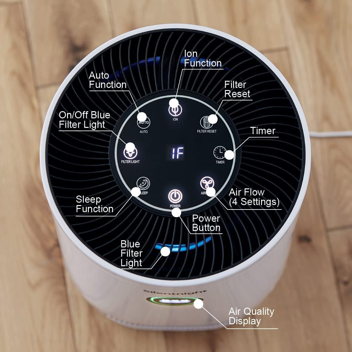 HEPA Air Purifier Carbon Filter PM2.5 Sensor Quiet Sleep Mode Timer