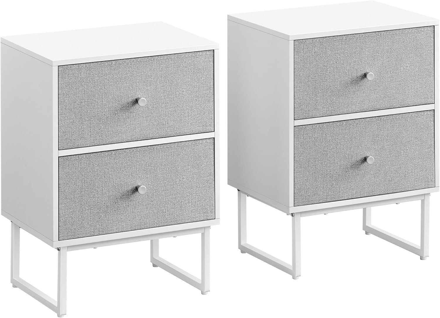 Modern Bedside Table with Fabric Drawers, 2-Tier Storage Cabinet for Bedrooms