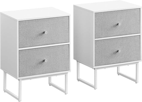 Modern Bedside Table with Fabric Drawers, 2-Tier Storage Cabinet for Bedrooms
