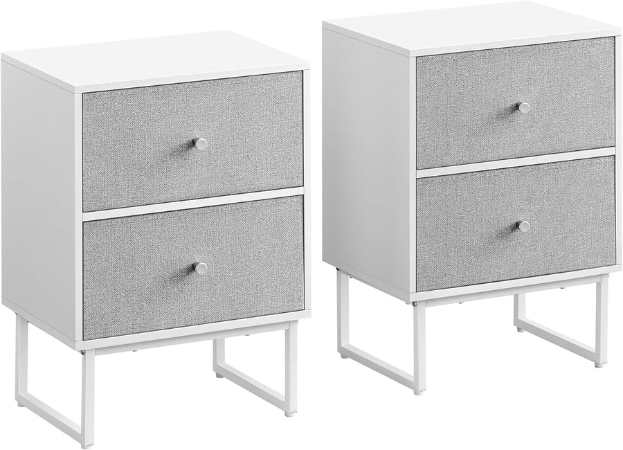 Modern Bedside Table with Fabric Drawers, 2-Tier Storage Cabinet for Bedrooms