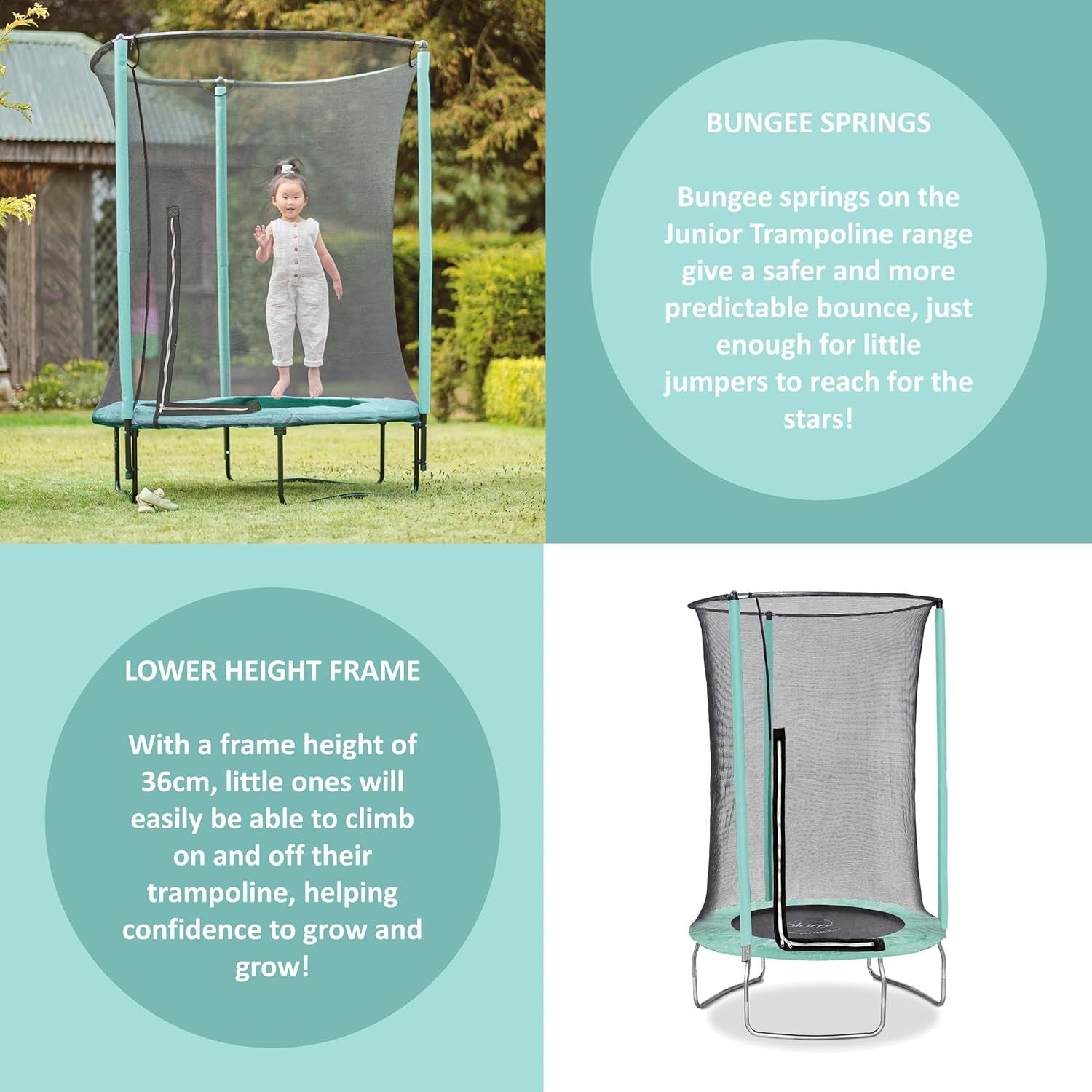 Junior 4FT Kids Trampoline with Enclosure Net Low Height Indoor Outdoor