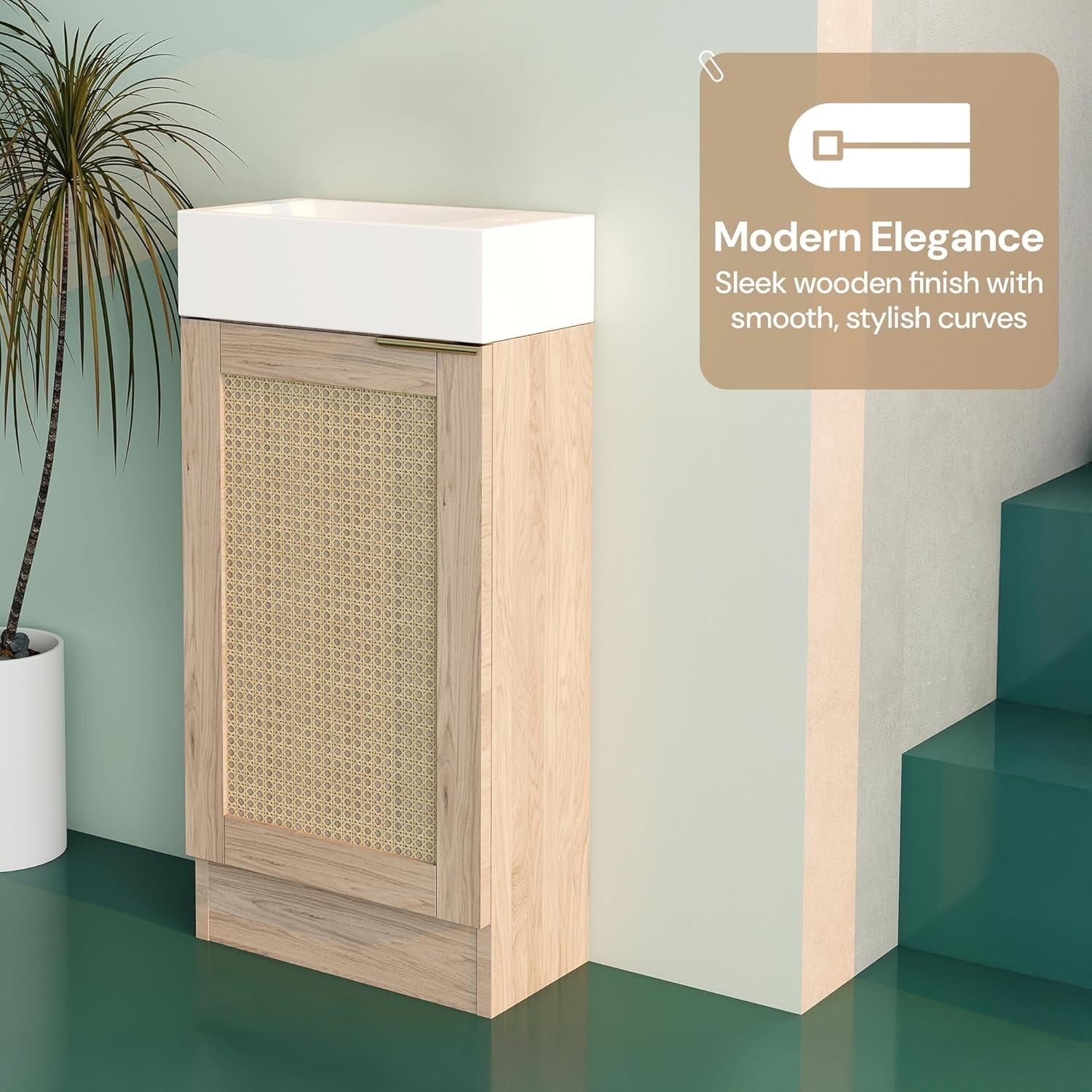 Slim 400mm Bathroom Vanity Unit with Basin Floor Standing Sink Storage Cabinet