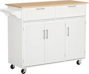 Kitchen Island Trolley Rolling Storage Cart Drawers Cabinets Wooden Top