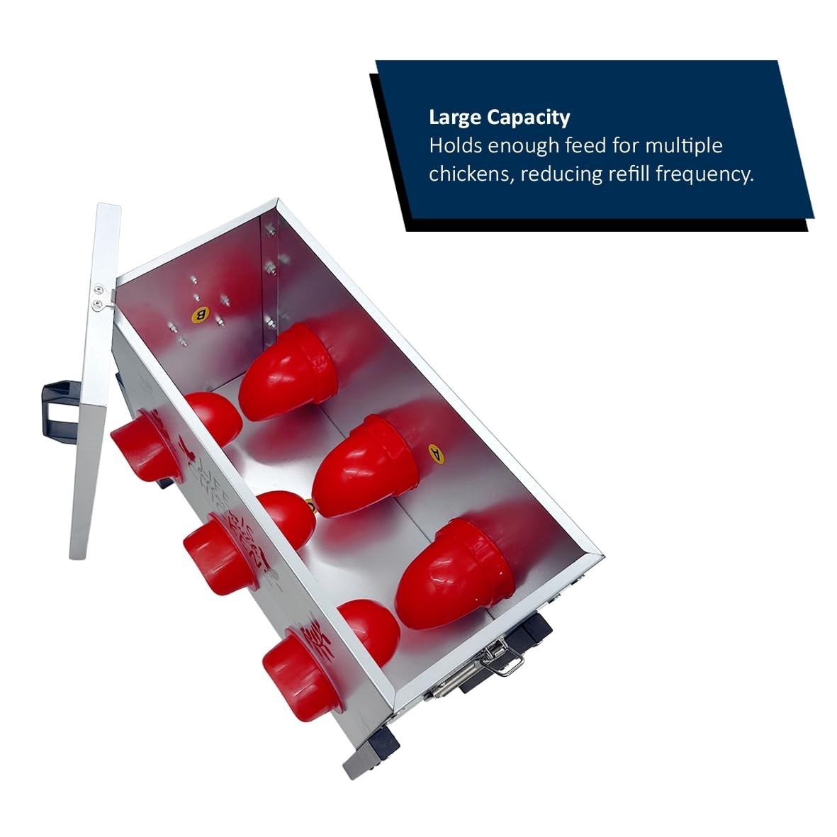 Metal Chicken Feeder 6 Port Dispenser with Stand Lid