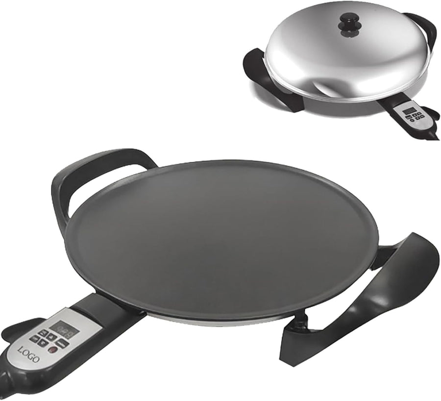 46cm Electric Injera & Crepe Maker | Digital 1700W Non-Stick Griddle Plate