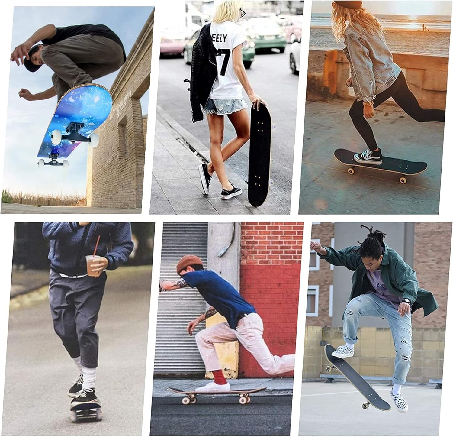 31x8 Complete Maple Skateboard Double Kick Dream Cruiser Kids Teens Adult