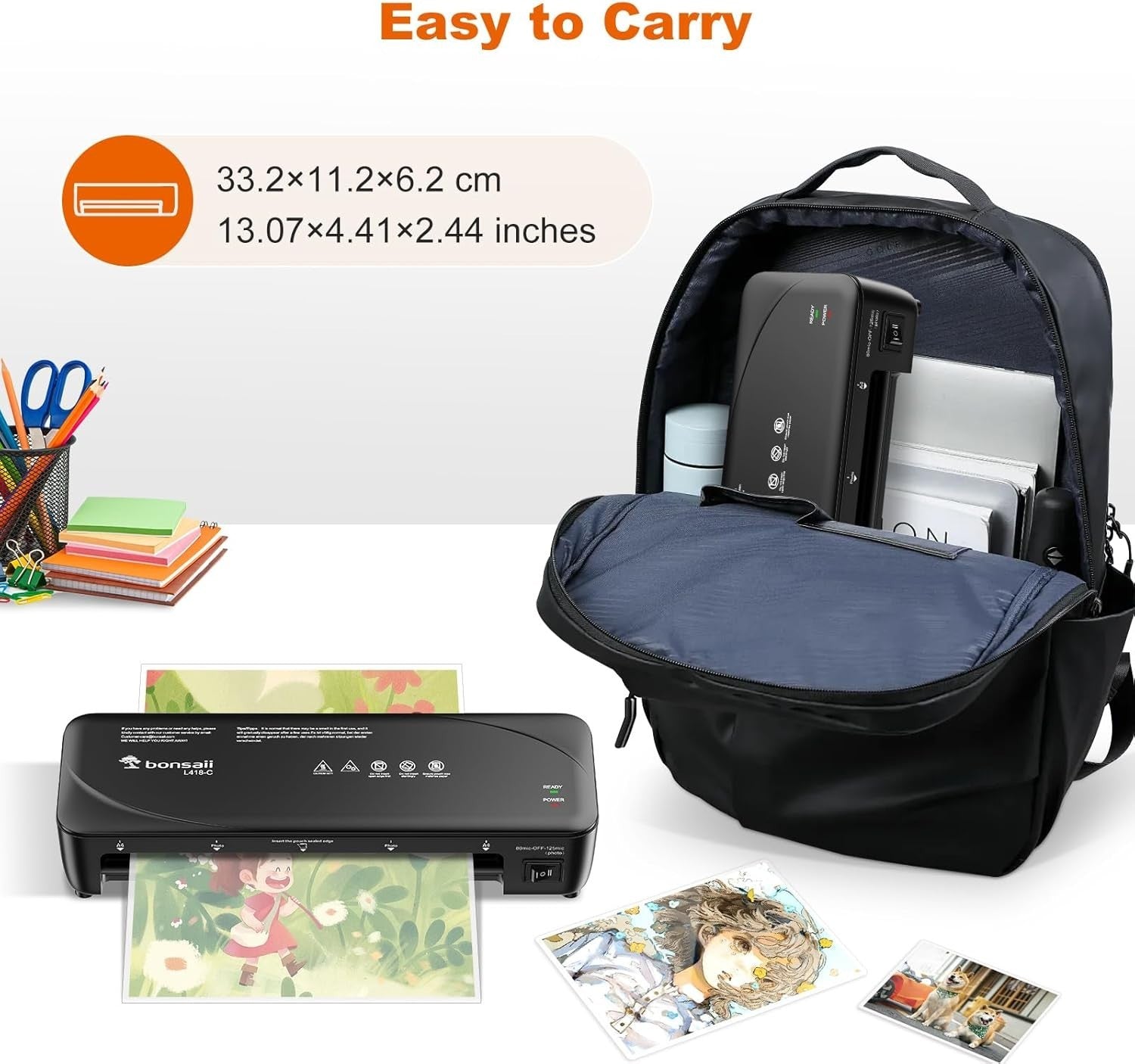 A4 Laminator Machine Set Never Jam Dual Heat Fast + 50 Pouches