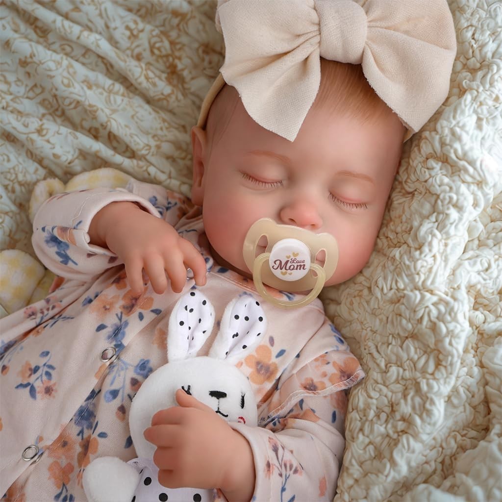 17” Reborn Baby Doll Sleeping Girl Soft Body Floral Outfit