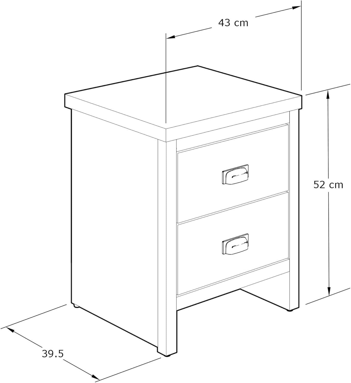 Pair of Grey 2 Drawer Bedside Tables | Modern Wood Nightstands with Shelf