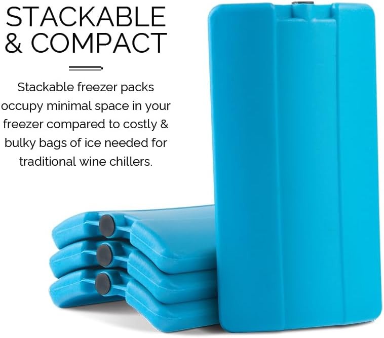 Wine Bottle Chiller Stainless Steel with Removable Gel Ice Packs 750ml
