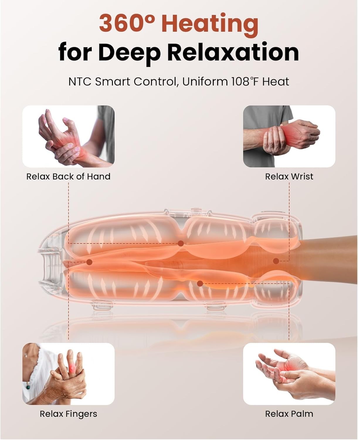Cordless Hand Massager with Heat for Pain Relief, Arthritis, Carpal Tunnel