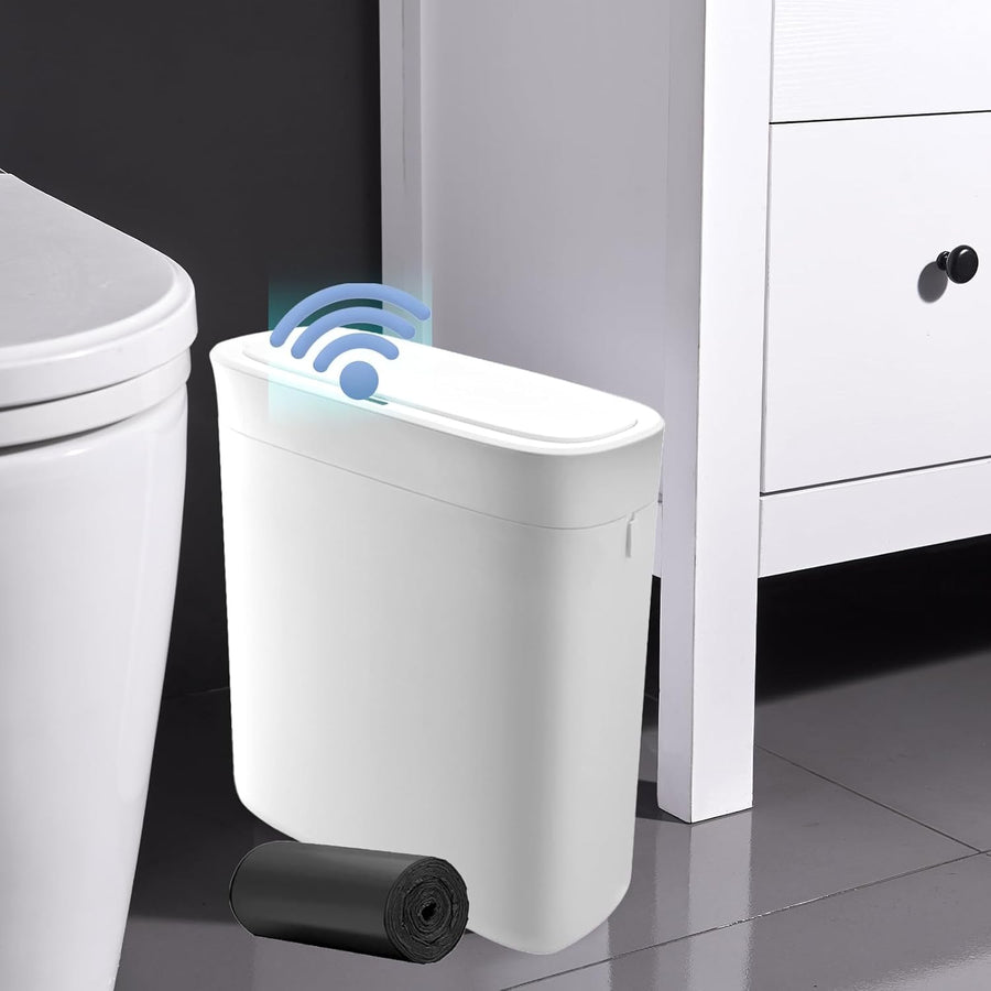 12L Slim Smart Bathroom Bin Motion Sensor Lid White