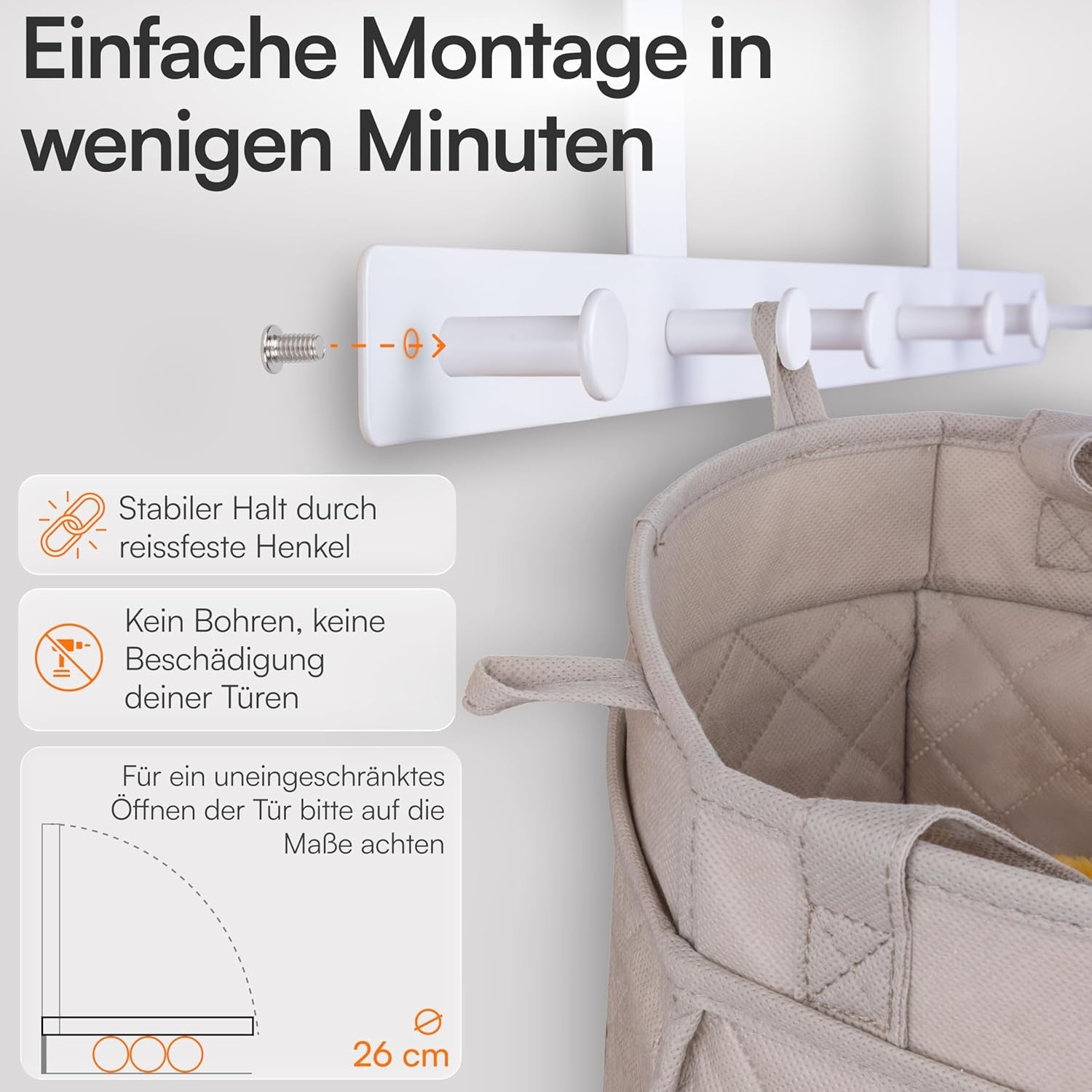 3-Bag Hanging Laundry Hamper Sorter with Handles, Space-Saving Wall Organiser
