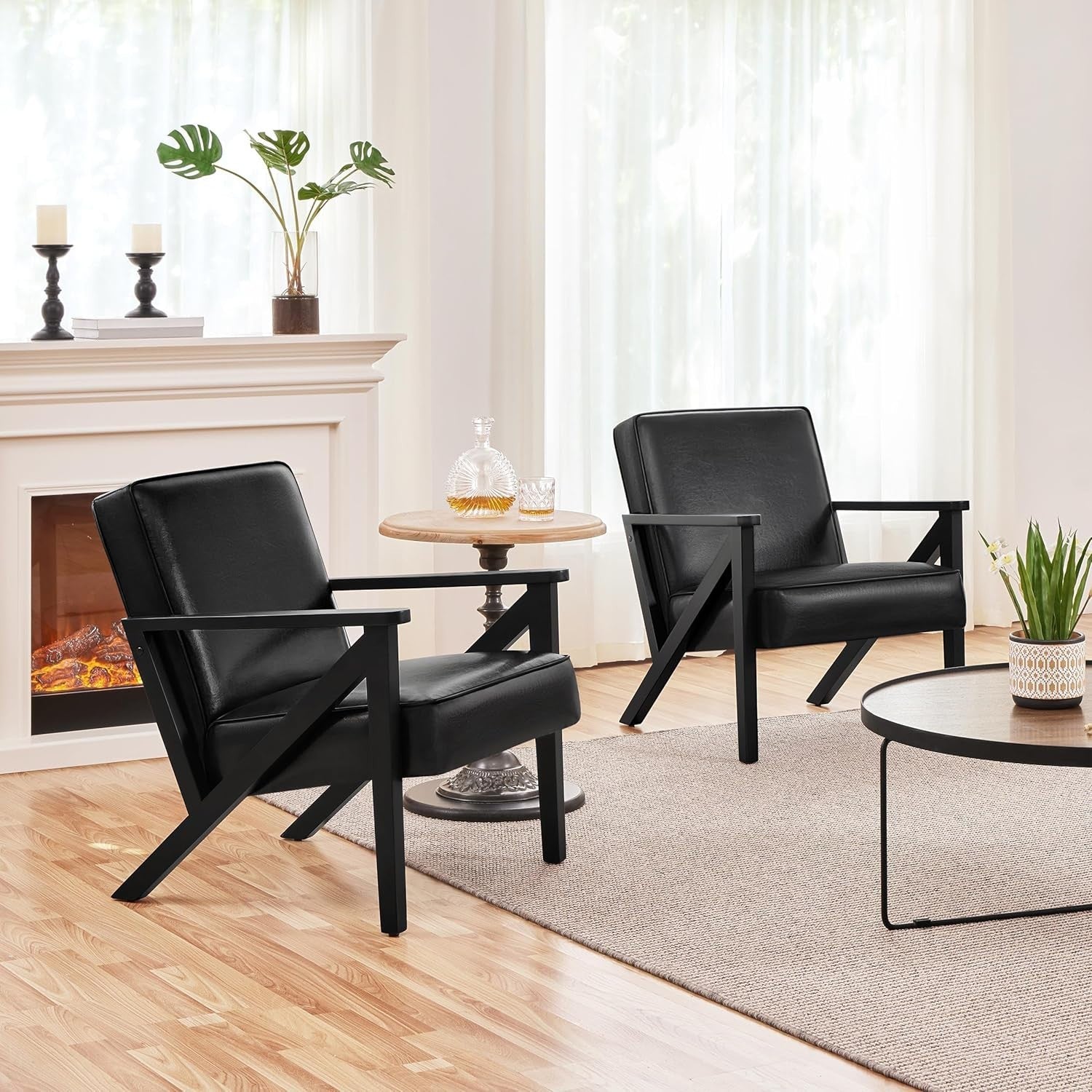 Stylish Black Faux Leather Lounge Armchair for Home