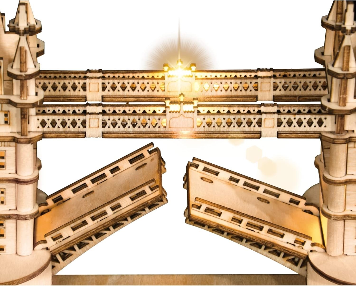 3D Wooden Tower Bridge Puzzle with Lights - DIY Model Kit for Home Decor