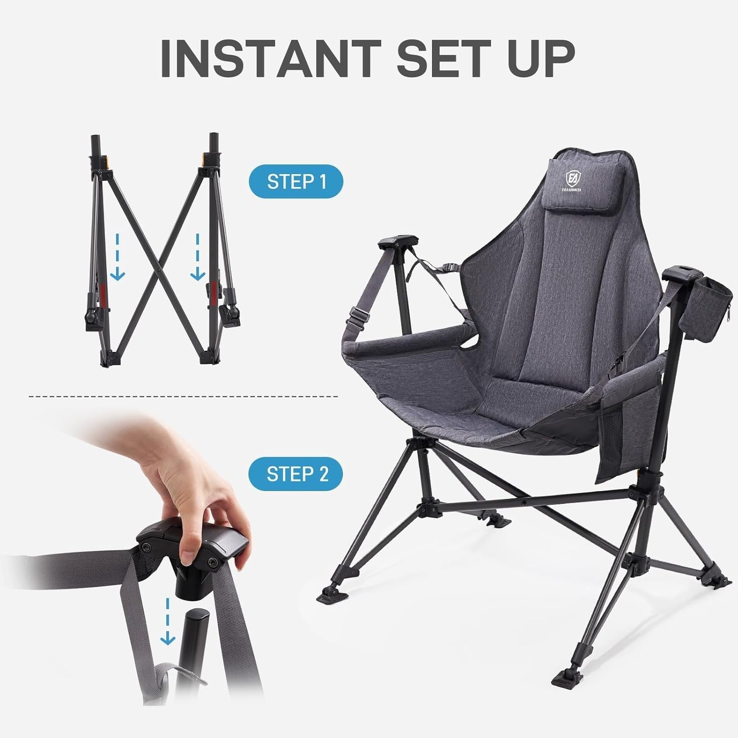 Heavy Duty Hammock Swing Chair Outdoor Folding Padded Rocker 180KG