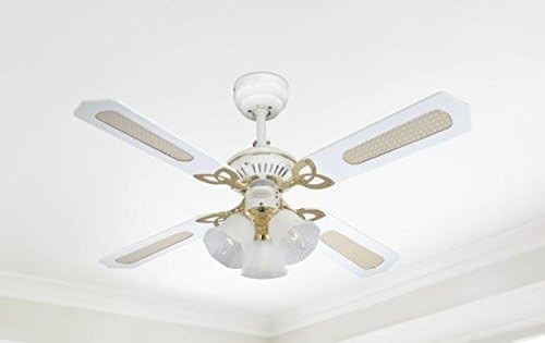 Westinghouse 105CM Princess Trio Ceiling Fan, White/Rattan, 3-Speed, Classic