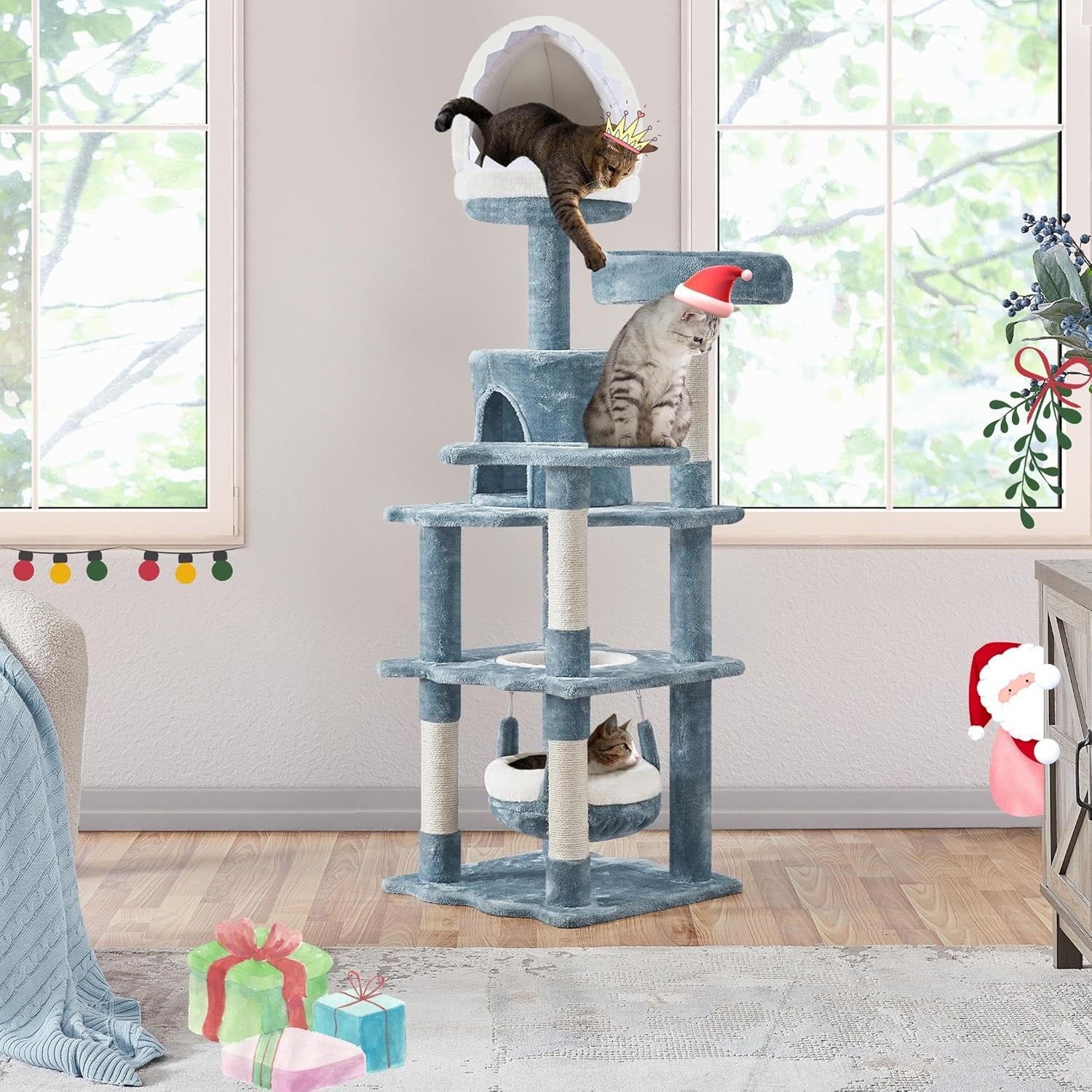 Large Cat Tree Tower 155cm Multi Level Scratching Post Condo Play Centre