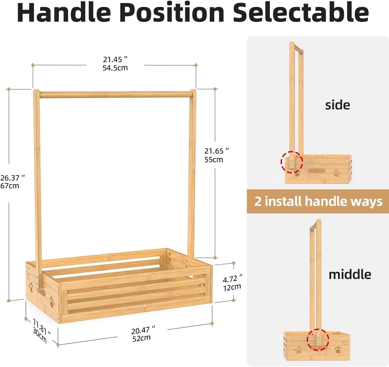 Bamboo Baby Clothes Rack with Adjustable Rod and Storage Box, Natural Finish