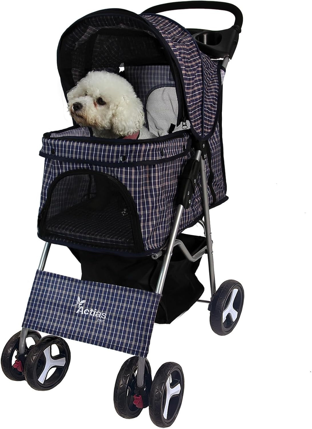 Pet Travel Stroller Dog Cat Pushchair Foldable Wheels 15kg + Rain Cover
