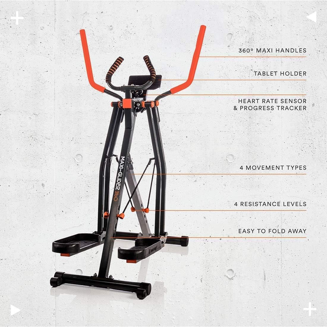 10-in-1 Cross Trainer, Maxi-Glider 360, 4-Level Resistance, Full Body Workout