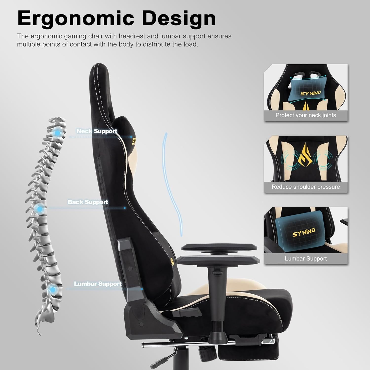 Ergonomic Gaming Chair with Footrest & Headrest – Adjustable PC Seat