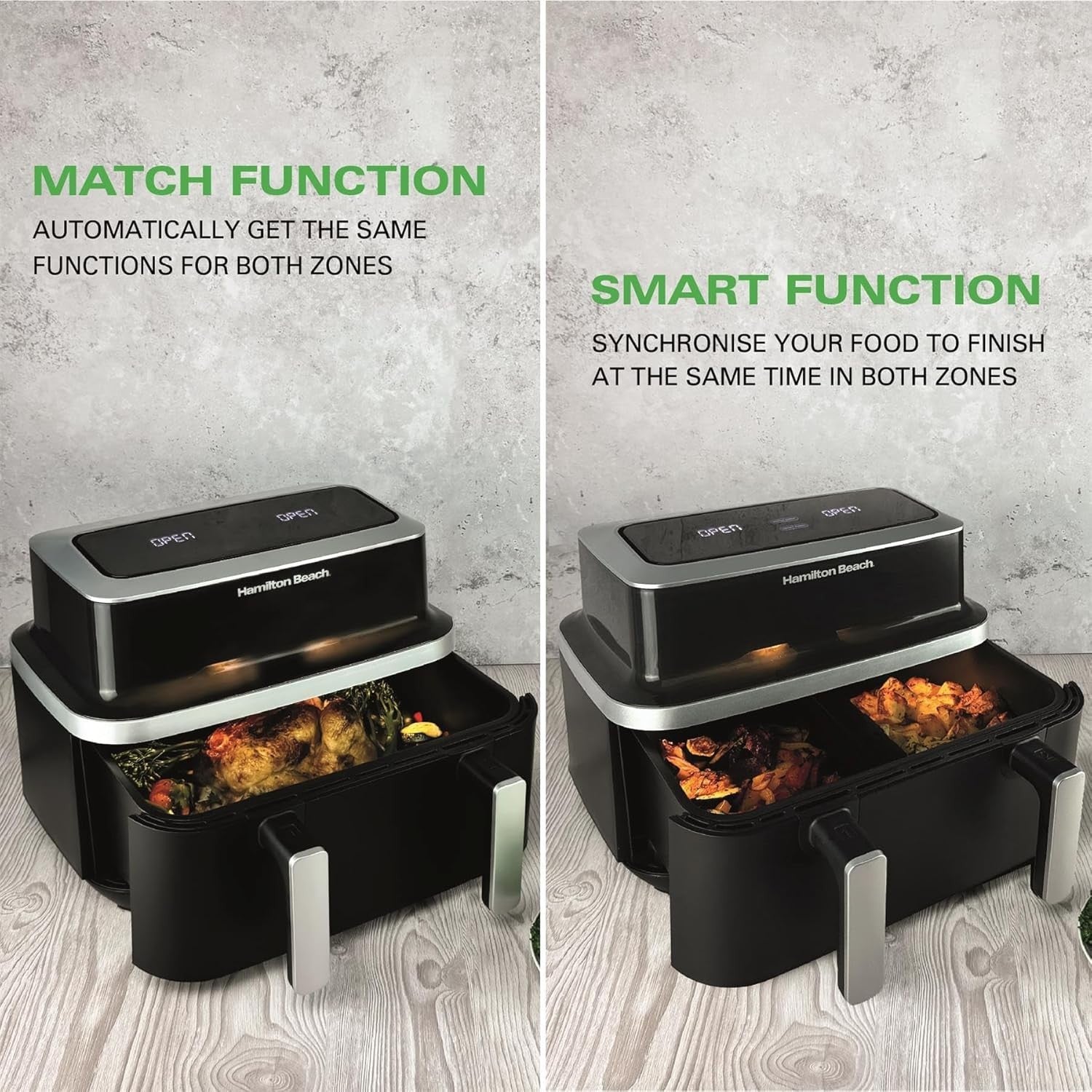 9L Dual Zone Air Fryer With Viewing Window 10 Presets Smart Finish No Oil