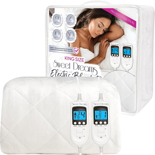 Electric Heated Mattress Cover King Size 203x152cm Dual Control Plush Fleece