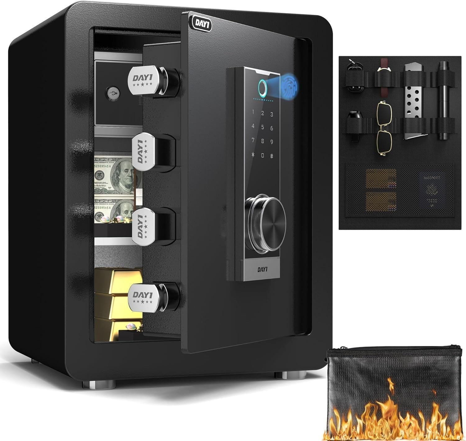 2.0 Cu Ft Biometric Fingerprint Safe Fireproof Security Box Alarm