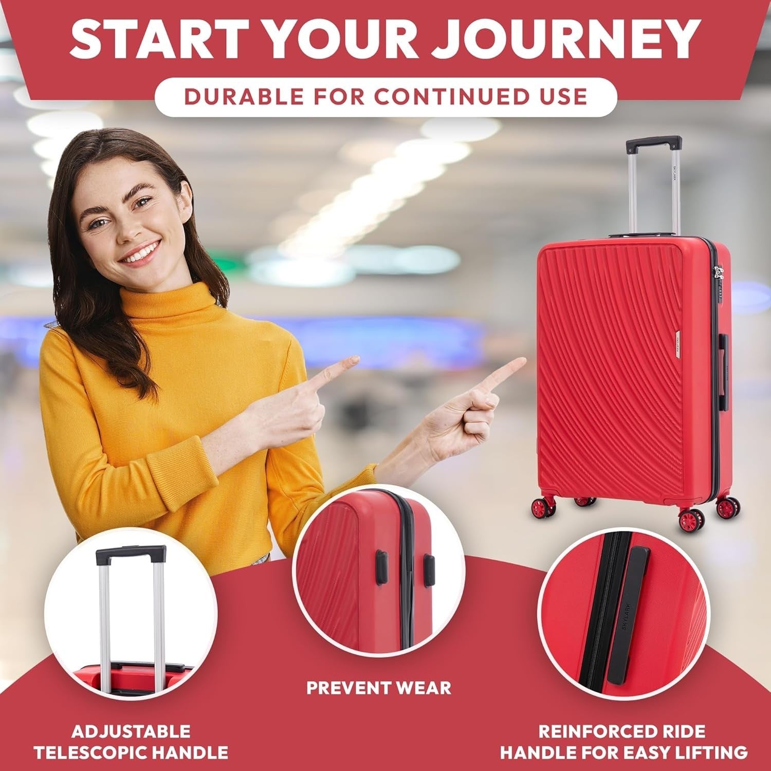 Medium Check In Suitcase 24” ABS Hard Shell Lightweight 4 Wheel Spinner