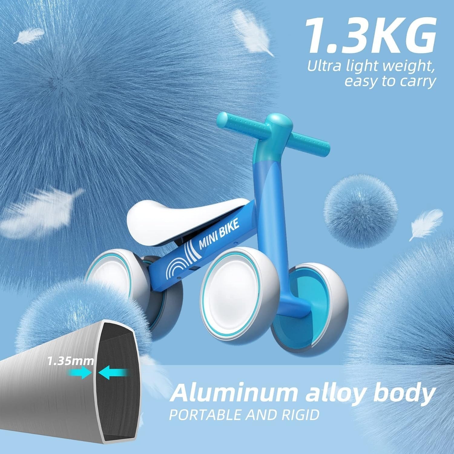 Baby Balance Bike Toddler Walker Ride On Toy 10-24 Months Blue