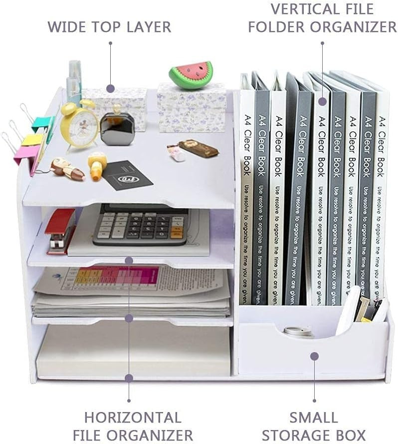 4-Tier Desk File Organizer | Desktop Paper Holder, Office & Home Storage