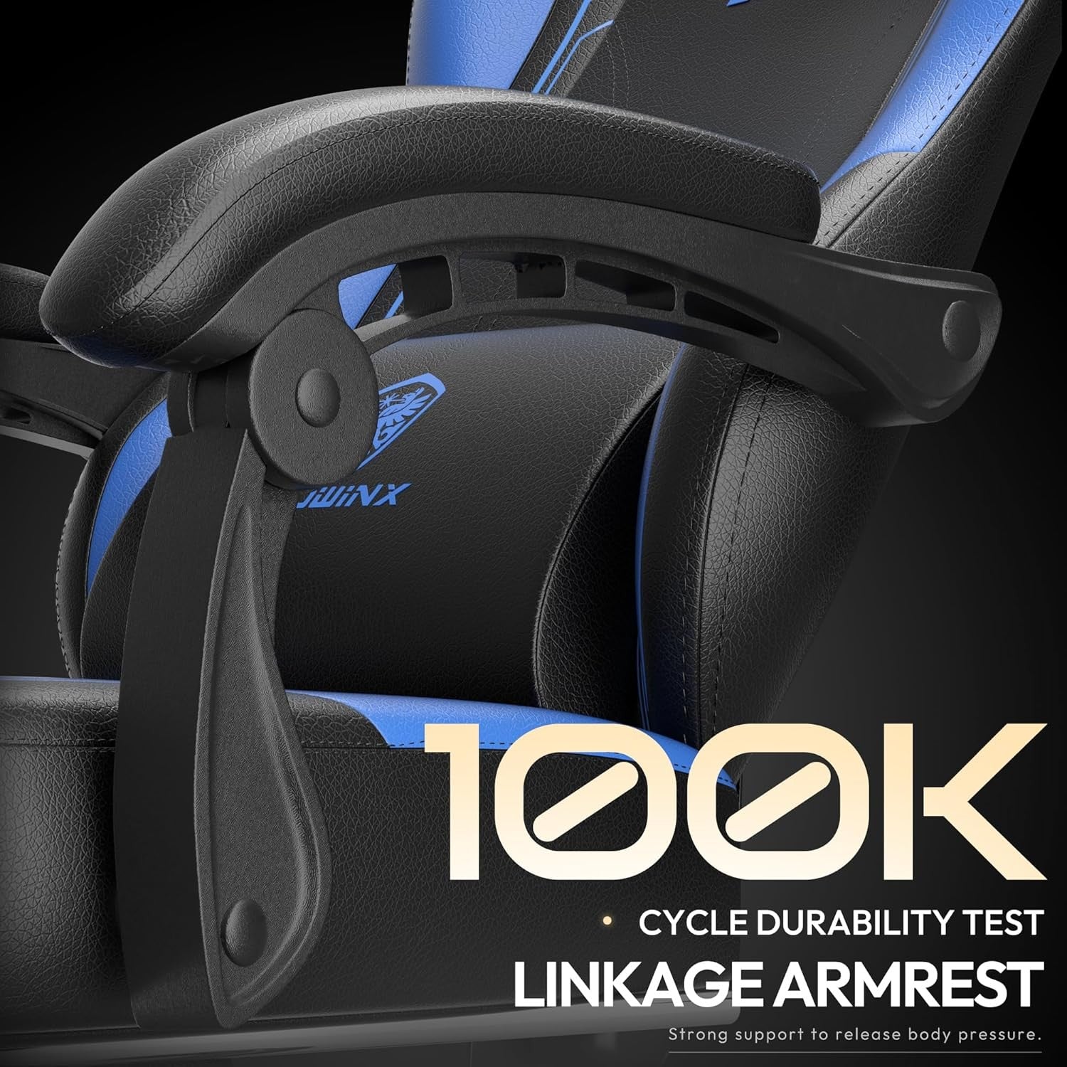 Ergonomic Gaming Chair Blue w/ Footrest Massage Lumbar Support