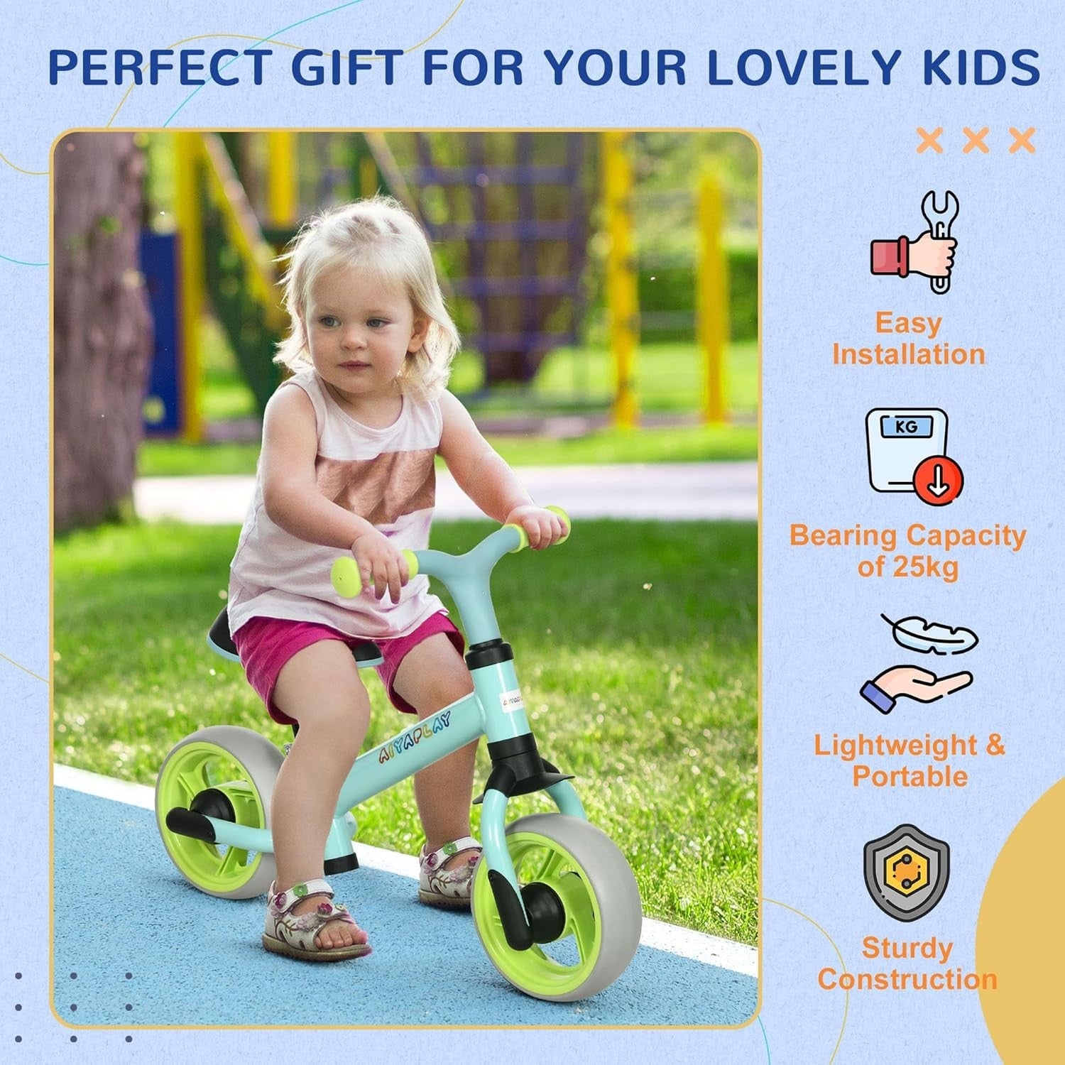 Baby Balance Bike 8 Inch Adjustable Seat Toddler Training Bike 18-48M