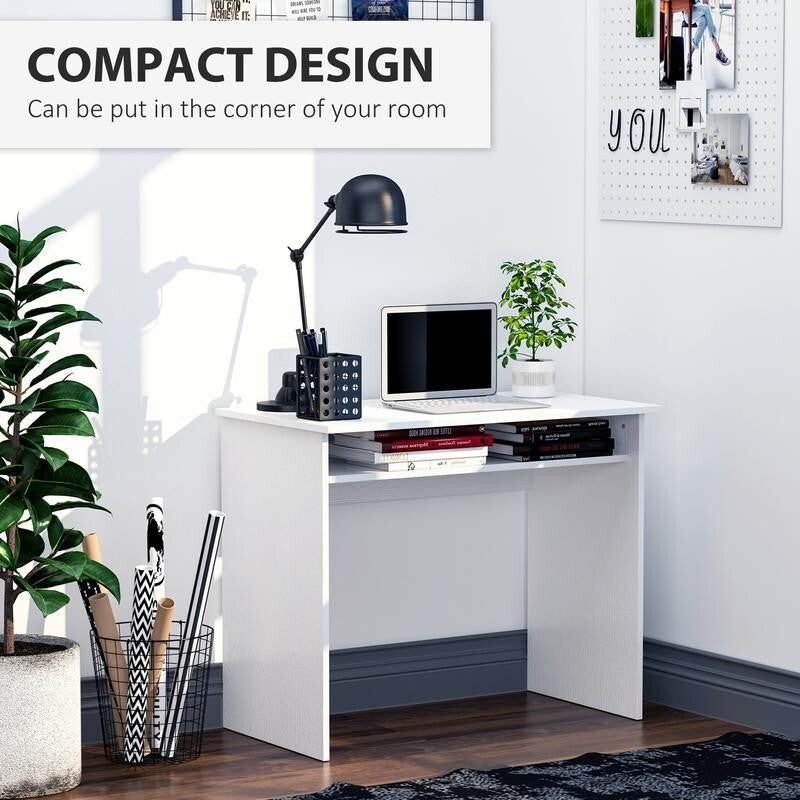 White Writing Desk PC Laptop Table 90cm Study Office Workstation Drawer