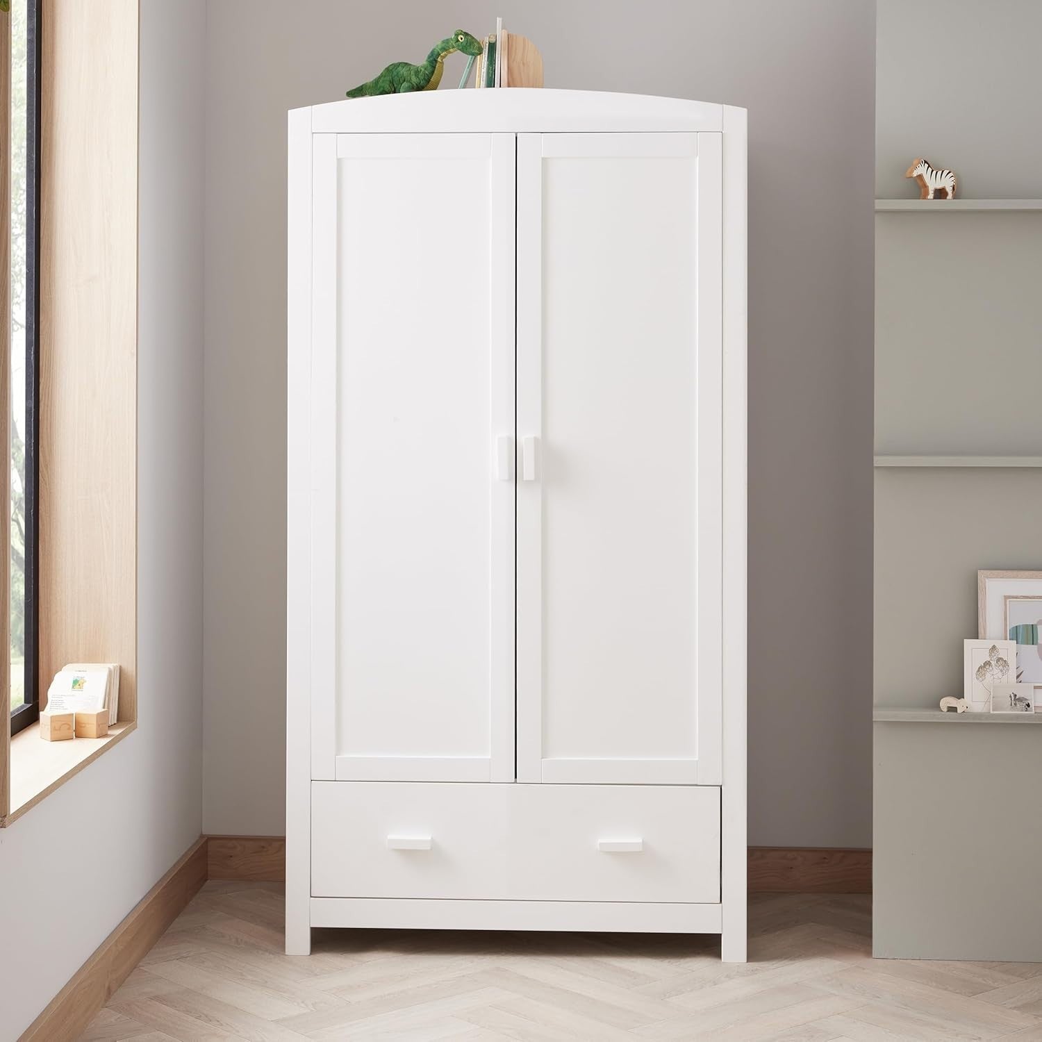 Luxury 3pc Nursery Furniture Set Cot Bed Wardrobe Chest Drawers White Modern