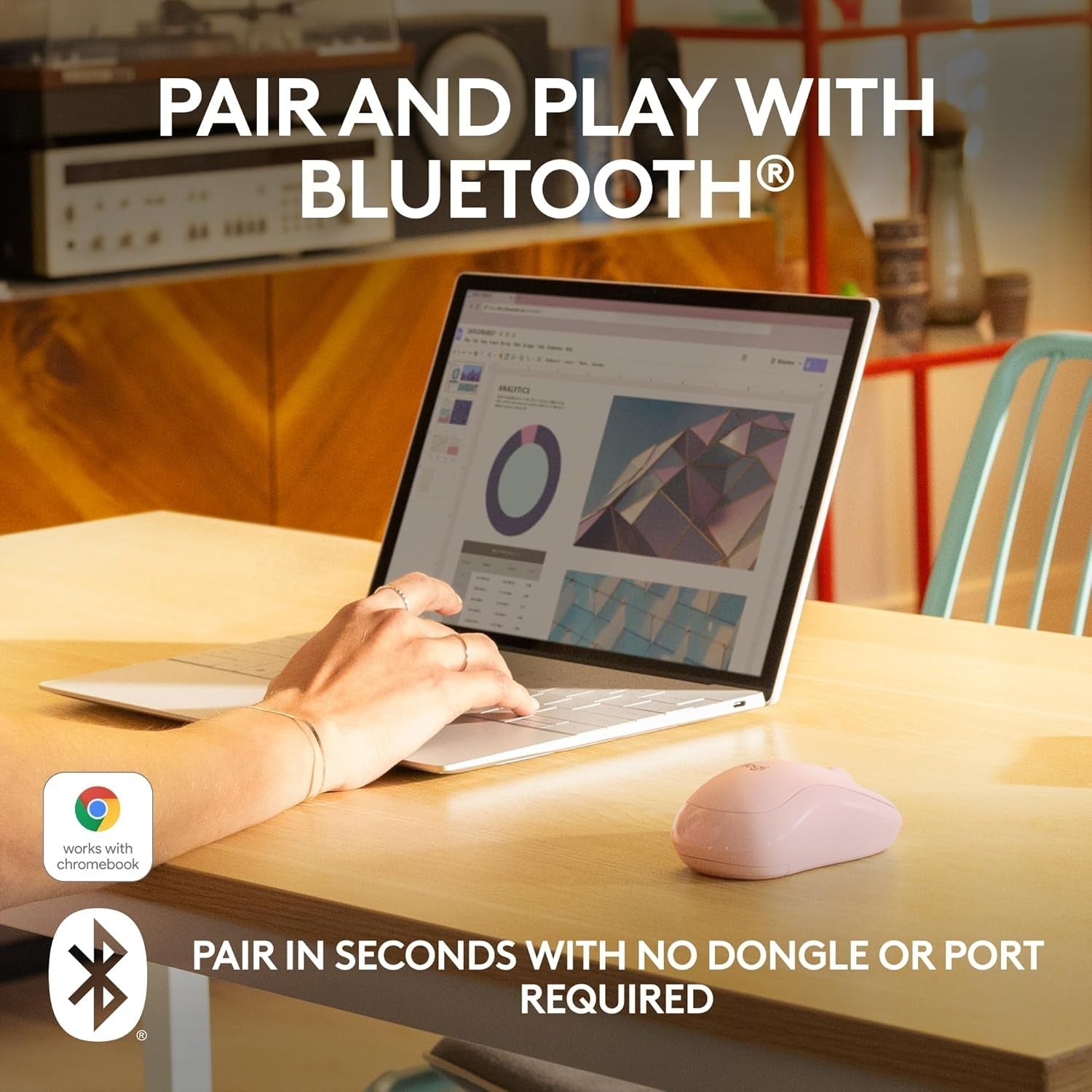 Rose Silent Bluetooth Mouse Compact Wireless Smooth Tracking Laptop Tablet