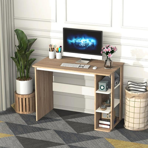 Work Desk with Shelves – Home Office Table 100cm Wide Study Desk White
