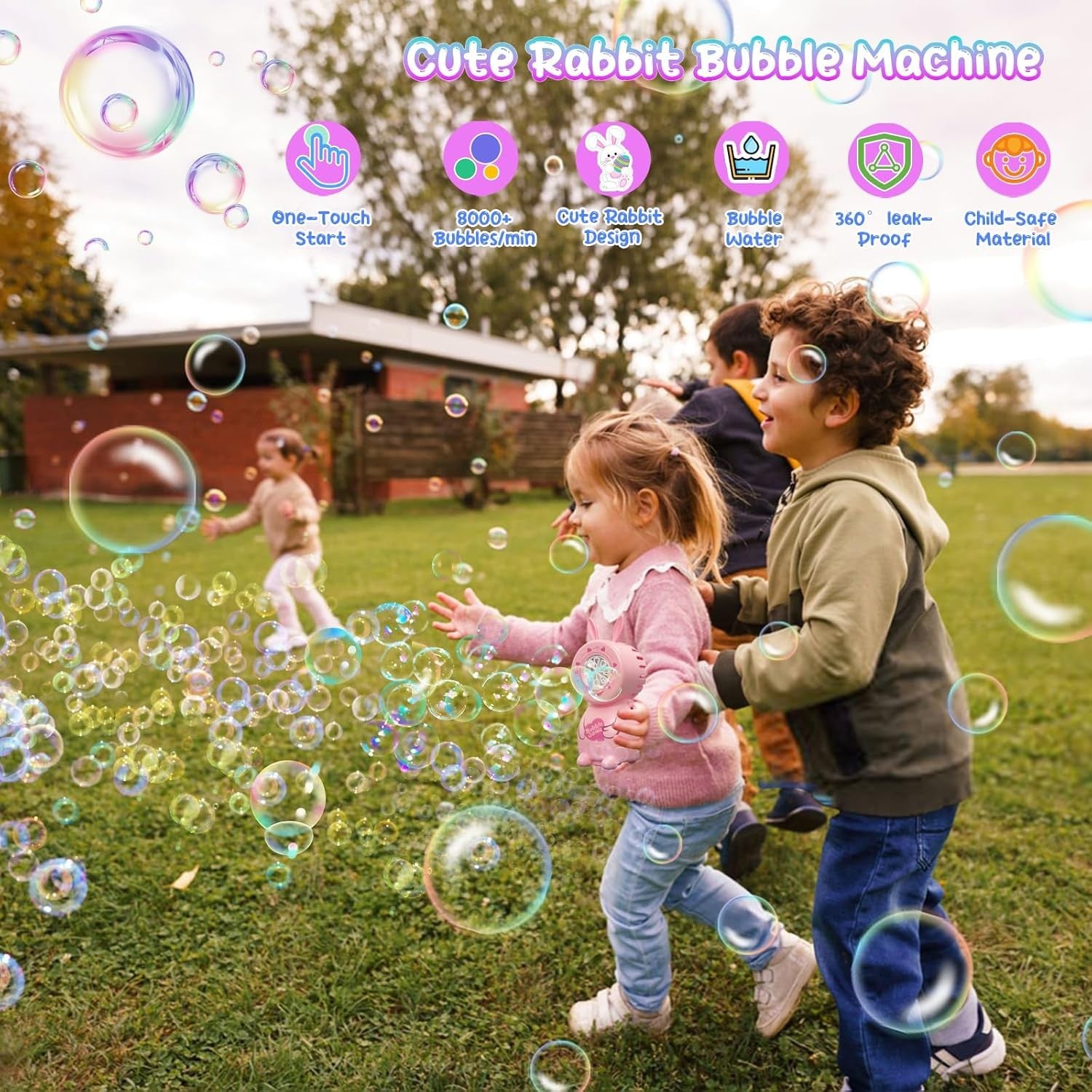 Bunny Bubble Machine 8000 Bubbles Pink Easter Toy