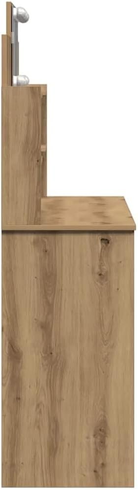 Modern Makeup Vanity Desk Set with Mirror & LED Lights Bedroom Artisan Oak