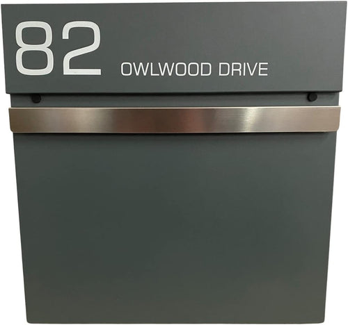 Wall Mounted Lockable Post Box Grey Waterproof Mailbox Secure Large Capacity