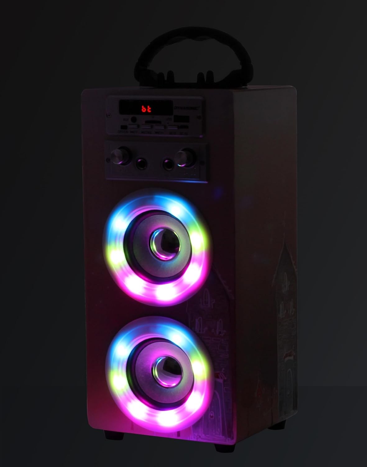 DYNASONIC Karaoke Machine Bluetooth 2 Mics LED Kids Teens