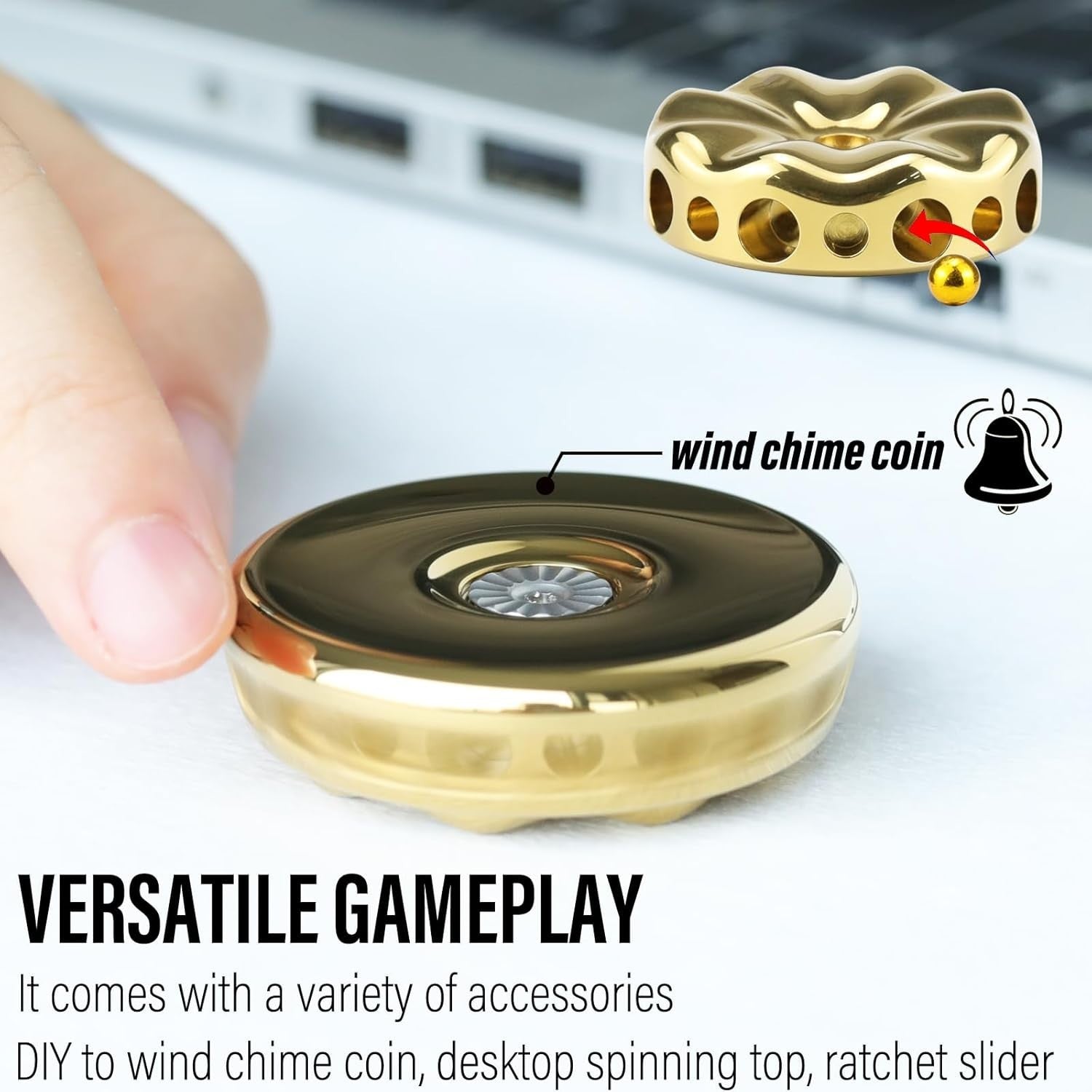Gold Flower Metal Fidget Spinner Silent DIY Coin Top Slider