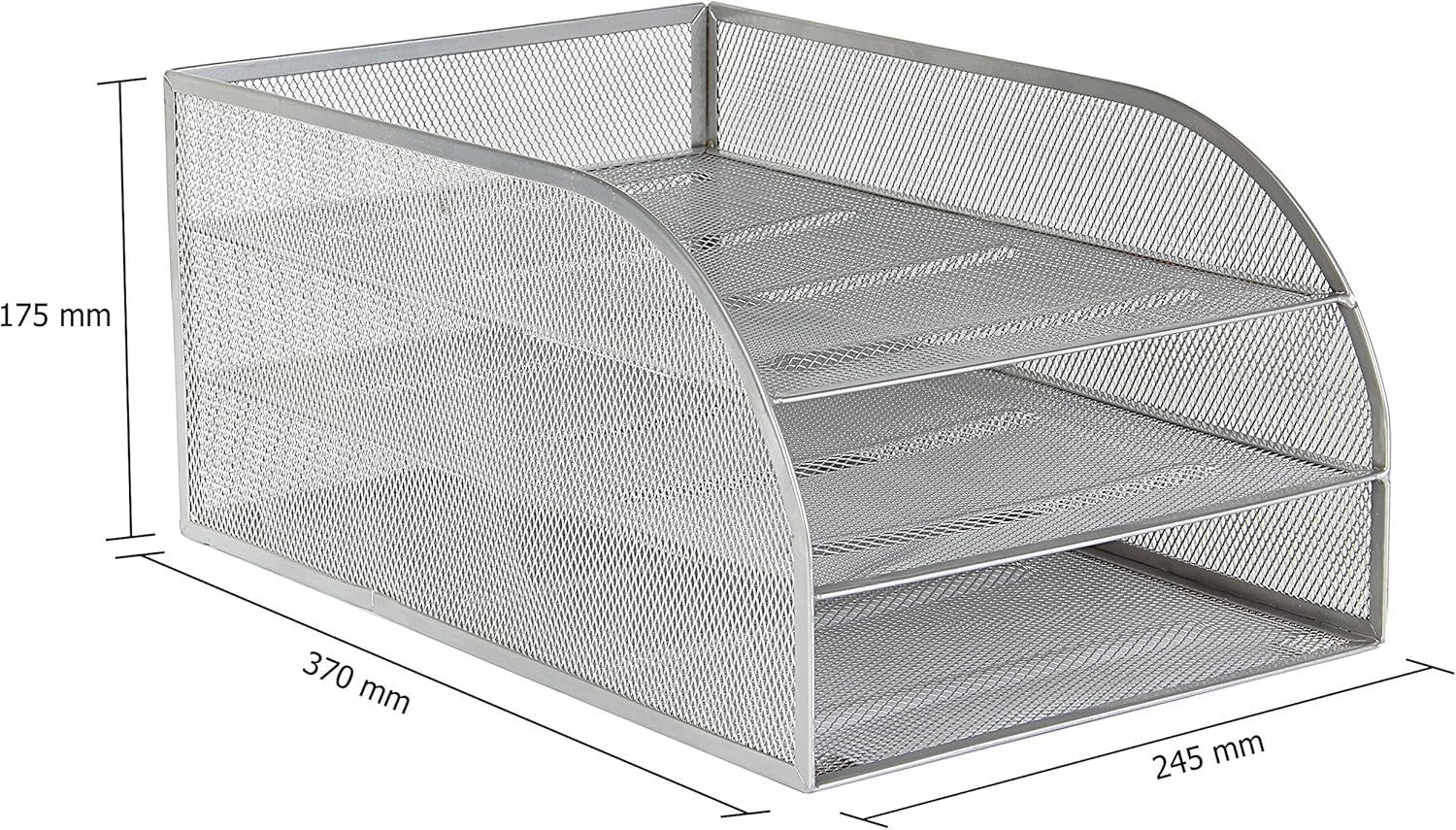 Silver Wire Mesh Desk Organiser 2-Tier Tray A4 Paper Storage Office Home